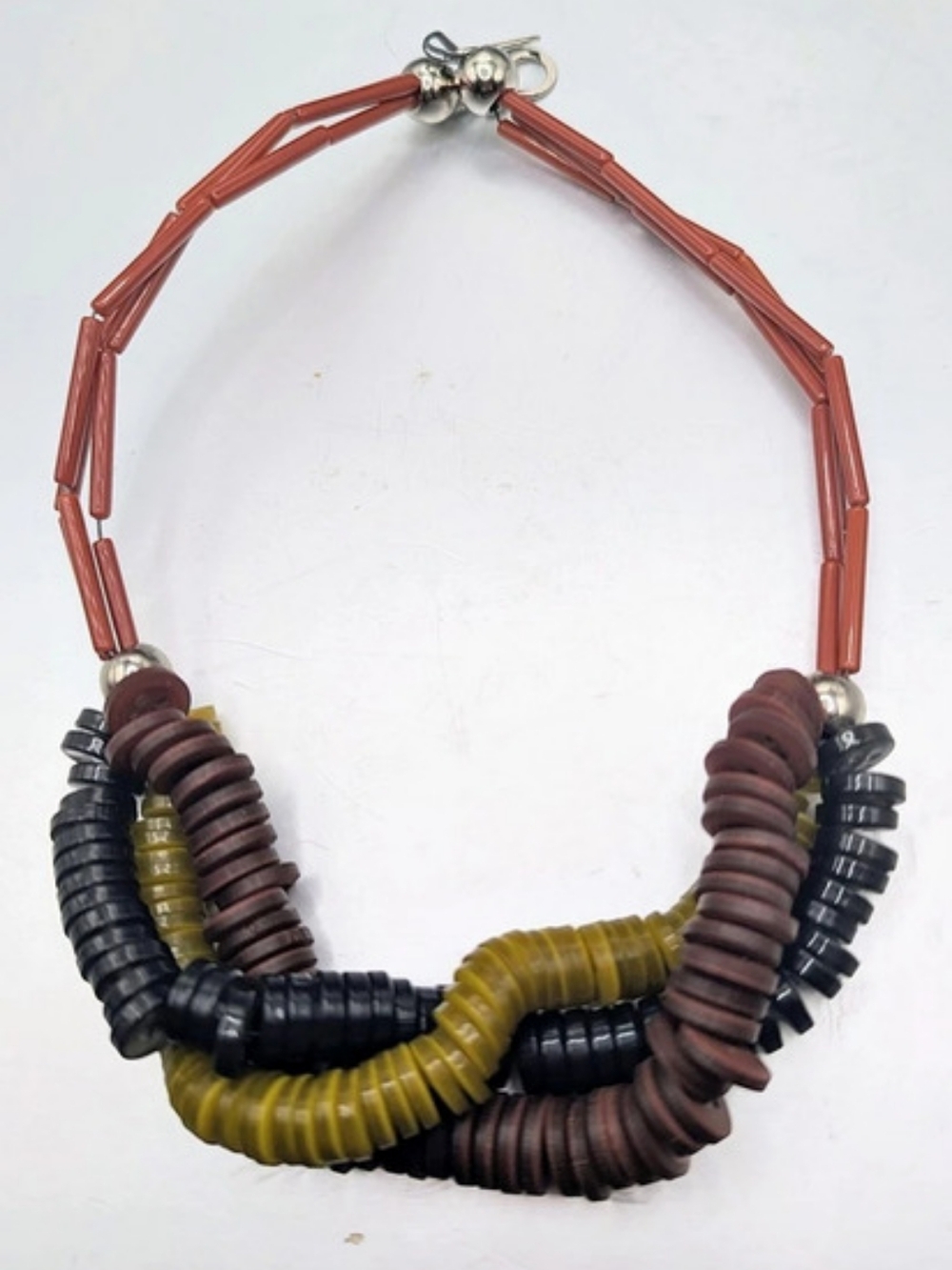 Vintage Multi Strand Heishe Disc Bead Necklace 16"